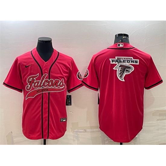Men Atlanta Falcons Red Team Big Logo With Patch Cool Base Stitched Baseball Jersey Men Atlanta Falcons Red Team Big Logo With Patch Cool Base Stitched Baseball Jersey