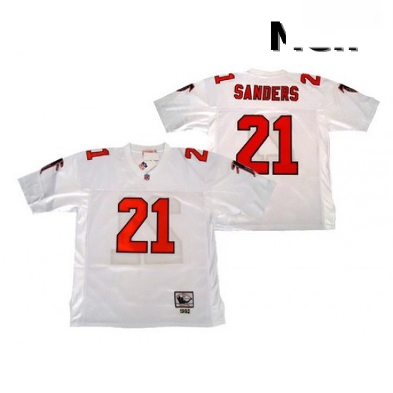 Men Mitchell and Ness Atlanta Falcons 21 Deion Sanders Authentic White Throwback NFL Jersey Men Mitchell and Ness Atlanta Falcons 21 Deion Sanders Authentic White Throwback NFL Jersey