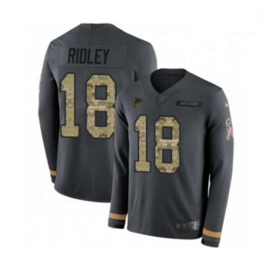 Men Nike Atlanta Falcons 18 Calvin Ridley Limited Black Salute to Service Therma Long Sleeve NFL Jersey Men Nike Atlanta Falcons 18 Calvin Ridley Limited Black Salute to Service Therma Long Sleeve NFL Jersey