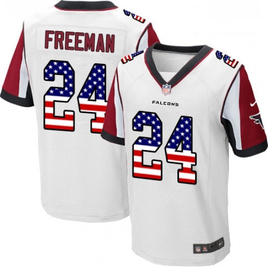 Men Nike Atlanta Falcons 24 Devonta Freeman Elite White Road USA Flag Fashion NFL Jersey Men Nike Atlanta Falcons 24 Devonta Freeman Elite White Road USA Flag Fashion NFL Jersey