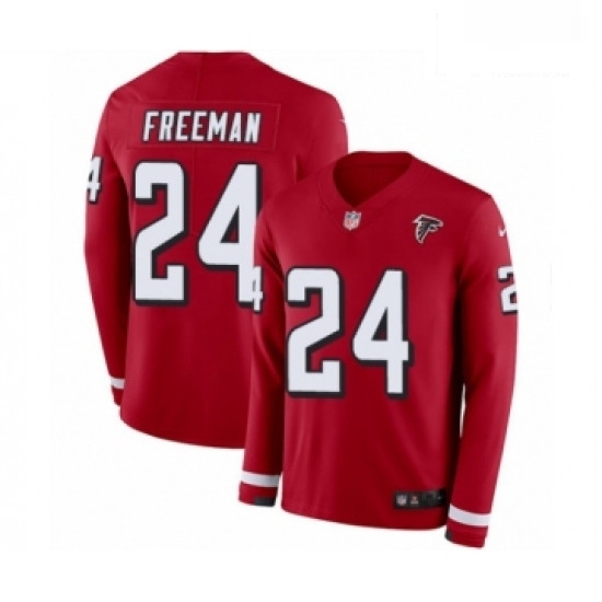 Men Nike Atlanta Falcons 24 Devonta Freeman Limited Red Therma Long Sleeve NFL Jersey Men Nike Atlanta Falcons 24 Devonta Freeman Limited Red Therma Long Sleeve NFL Jersey