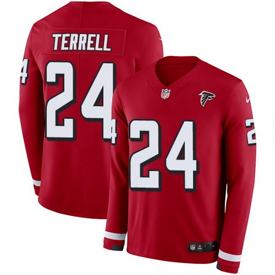 Nike Falcons 24 A J Terrell Red Team Color Men Stitched NFL Limited Therma Long Sleeve Jersey Nike Falcons 24 A J Terrell Red Team Color Men Stitched NFL Limited Therma Long Sleeve Jersey