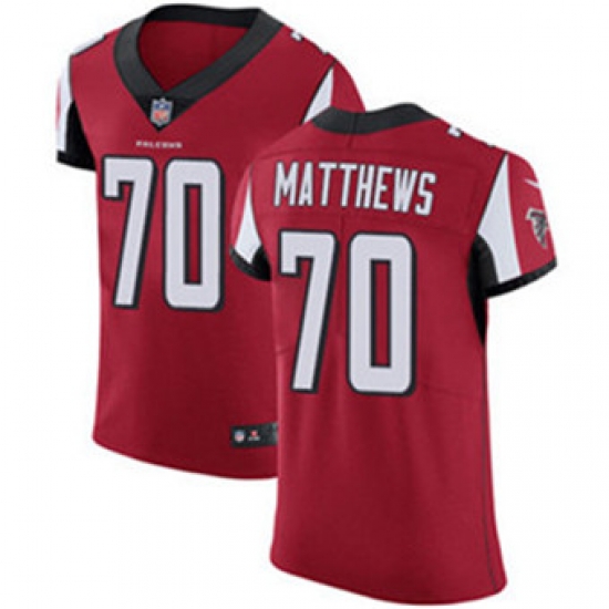 Nike Falcons #70 Jake Matthews Red Team Color Mens Stitched NFL Vapor Untouchable Elite Jersey Nike Falcons #70 Jake Matthews Red Team Color Mens Stitched NFL Vapor Untouchable Elite Jersey