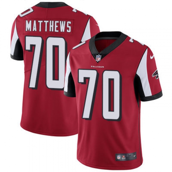 Nike Falcons #70 Jake Matthews Red Team Color Mens Stitched NFL Vapor Untouchable Limited Jersey Nike Falcons #70 Jake Matthews Red Team Color Mens Stitched NFL Vapor Untouchable Limited Jersey