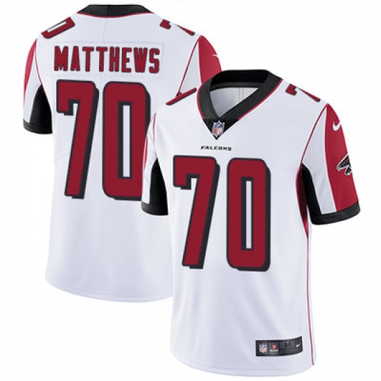Nike Falcons #70 Jake Matthews White Mens Stitched NFL Vapor Untouchable Limited Jersey Nike Falcons #70 Jake Matthews White Mens Stitched NFL Vapor Untouchable Limited Jersey