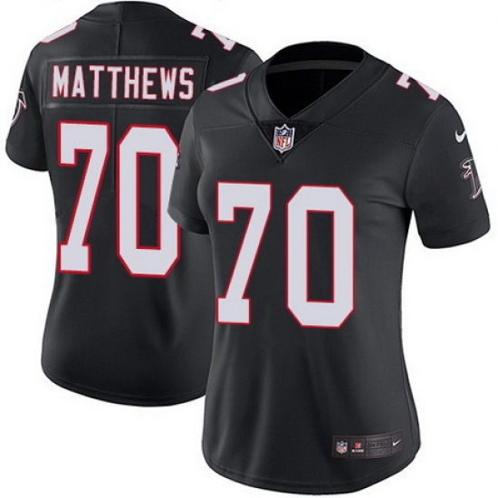 Falcons 70 Jake Matthews Black Alternate Womens Stitched Football Vapor Untouchable Limited Jersey Falcons 70 Jake Matthews Black Alternate Womens Stitched Football Vapor Untouchable Limited Jersey