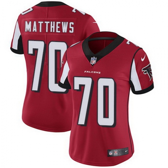 Falcons 70 Jake Matthews Red Team Color Womens Stitched Football Vapor Untouchable Limited Jersey Falcons 70 Jake Matthews Red Team Color Womens Stitched Football Vapor Untouchable Limited Jersey