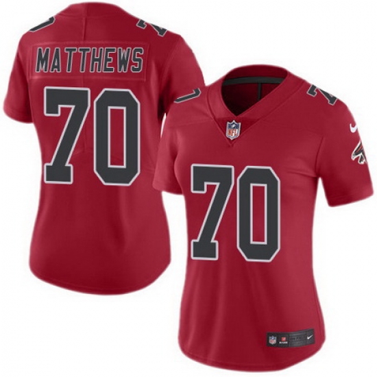 Falcons 70 Jake Matthews Red Womens Stitched Football Limited Rush Jersey Falcons 70 Jake Matthews Red Womens Stitched Football Limited Rush Jersey