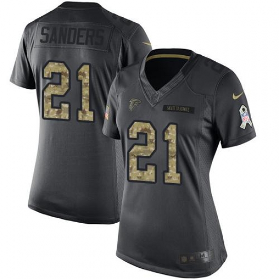 Nike Falcons #21 Deion Sanders Black Womens Stitched NFL Limited 2016 Salute to Service Jersey Nike Falcons #21 Deion Sanders Black Womens Stitched NFL Limited 2016 Salute to Service Jersey