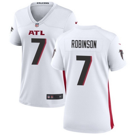 Women Atlanta Falcons 7 Bijan Robinson White 2023 Draft Stitched Jersey Women Atlanta Falcons 7 Bijan Robinson White 2023 Draft Stitched Jersey