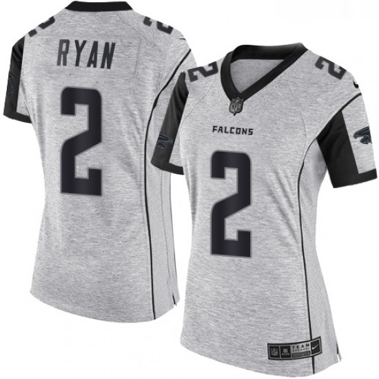 Womens Nike Atlanta Falcons 2 Matt Ryan Limited Gray Gridiron II NFL Jersey Womens Nike Atlanta Falcons 2 Matt Ryan Limited Gray Gridiron II NFL Jersey