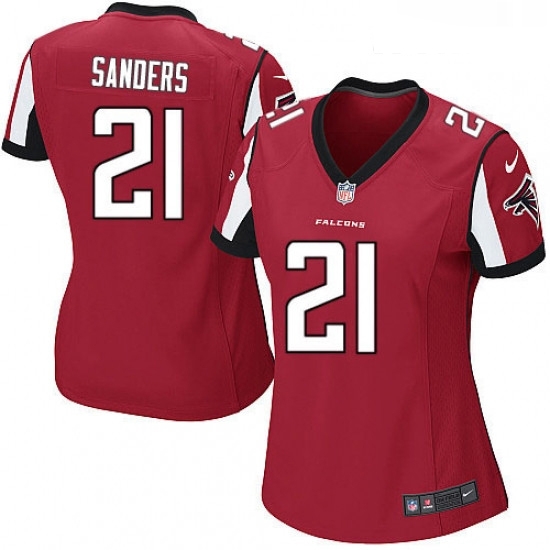 Womens Nike Atlanta Falcons 21 Deion Sanders Game Red Team Color NFL Jersey Womens Nike Atlanta Falcons 21 Deion Sanders Game Red Team Color NFL Jersey