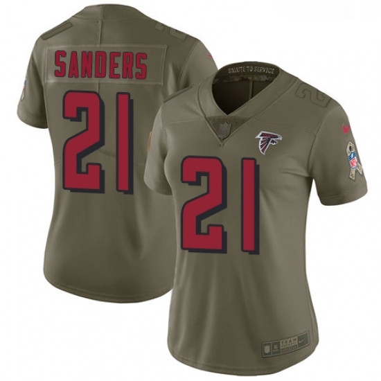 Womens Nike Atlanta Falcons 21 Deion Sanders Limited Olive 2017 Salute to Service NFL Jersey Womens Nike Atlanta Falcons 21 Deion Sanders Limited Olive 2017 Salute to Service NFL Jersey