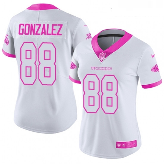 Womens Nike Atlanta Falcons 88 Tony Gonzalez Limited WhitePink Rush Fashion NFL Jersey Womens Nike Atlanta Falcons 88 Tony Gonzalez Limited WhitePink Rush Fashion NFL Jersey