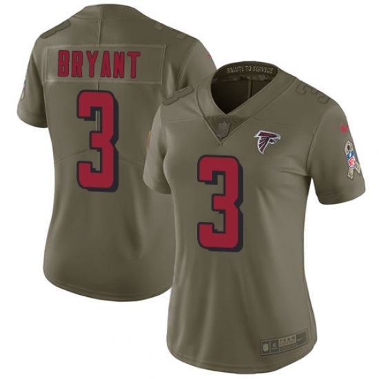 Womens Nike Falcons #3 Matt Bryant Olive Stitched NFL Limited 2017 Salute to Service Jersey Womens Nike Falcons #3 Matt Bryant Olive Stitched NFL Limited 2017 Salute to Service Jersey