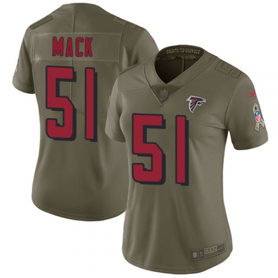 Womens Nike Falcons #51 Alex Mack Olive Stitched NFL Limited 2017 Salute to Service Jersey Womens Nike Falcons #51 Alex Mack Olive Stitched NFL Limited 2017 Salute to Service Jersey
