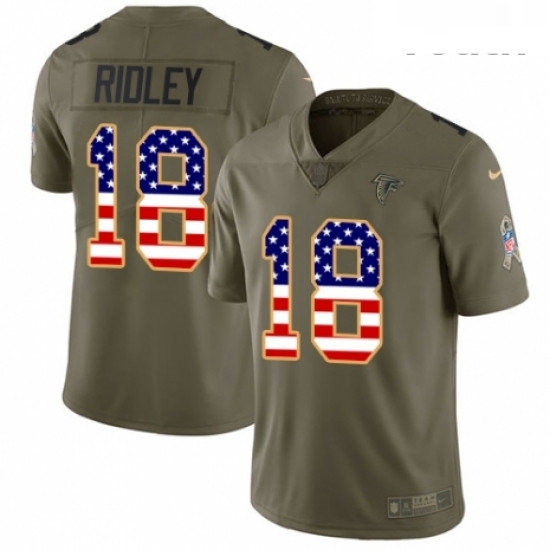 Youth Nike Atlanta Falcons 18 Calvin Ridley Limited Olive USA Flag 2017 Salute to Service NFL Jersey