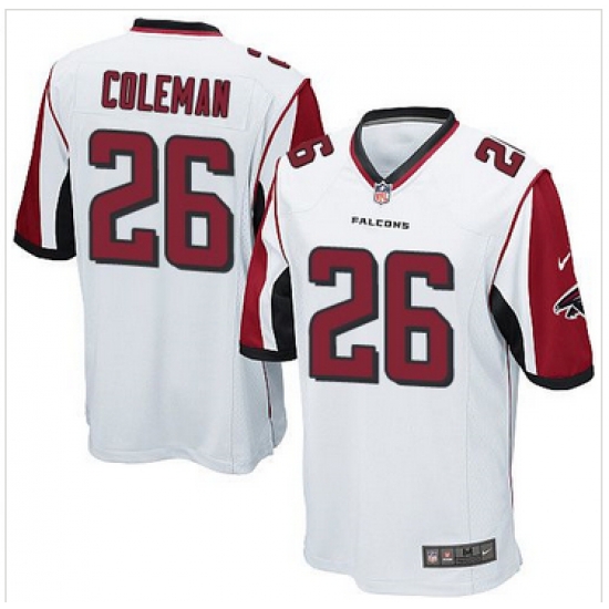 Youth Nike Falcons #26 Tevin Coleman White Stitched NFL Elite Jersey Youth Nike Falcons #26 Tevin Coleman White Stitched NFL Elite Jersey