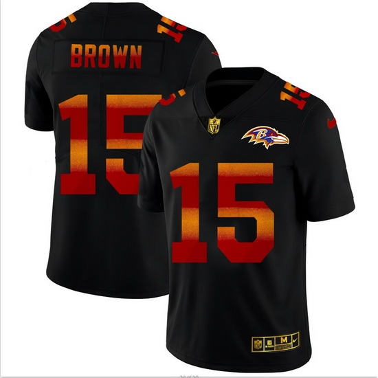 Baltimore Ravens 15 Marquise Brown Men Black Nike Red Orange Stripe Vapor Limited NFL Jersey Baltimore Ravens 15 Marquise Brown Men Black Nike Red Orange Stripe Vapor Limited NFL Jersey