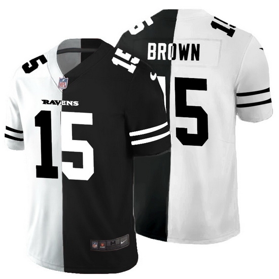 Baltimore Ravens 15 Marquise Brown Men Black V White Peace Split Nike Vapor Untouchable Limited NFL Jersey Baltimore Ravens 15 Marquise Brown Men Black V White Peace Split Nike Vapor Untouchable Limited NFL Jersey