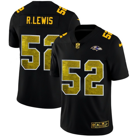 Baltimore Ravens 52 Ray Lewis Men Black Nike Golden Sequin Vapor Limited NFL Jersey Baltimore Ravens 52 Ray Lewis Men Black Nike Golden Sequin Vapor Limited NFL Jersey