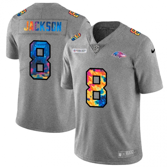 Baltimore Ravens 8 Lamar Jackson Men Nike Multi Color 2020 NFL Crucial Catch NFL Jersey Greyheather Baltimore Ravens 8 Lamar Jackson Men Nike Multi Color 2020 NFL Crucial Catch NFL Jersey Greyheather