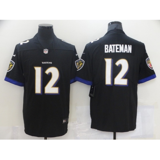 Men Baltimore Ravens 12 Rashod Bateman 2021 Vapor Untouchable Black Stitched Jersey Men Baltimore Ravens 12 Rashod Bateman 2021 Vapor Untouchable Black Stitched Jersey