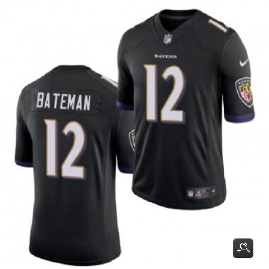 Men Baltimore Ravens #12 Rashod Bateman Black 2021 Vapor Untouchable Limited Stitched NFL Jersey Men Baltimore Ravens #12 Rashod Bateman Black 2021 Vapor Untouchable Limited Stitched NFL Jersey