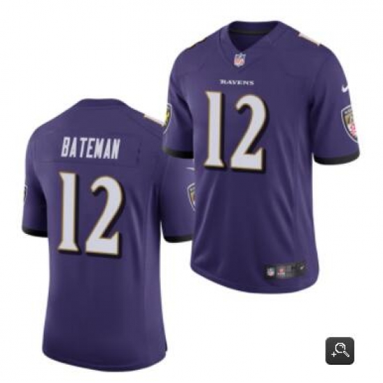 Men Baltimore Ravens #12 Rashod Bateman Purple 2021 Vapor Untouchable Limited Stitched NFL Jersey Men Baltimore Ravens #12 Rashod Bateman Purple 2021 Vapor Untouchable Limited Stitched NFL Jersey