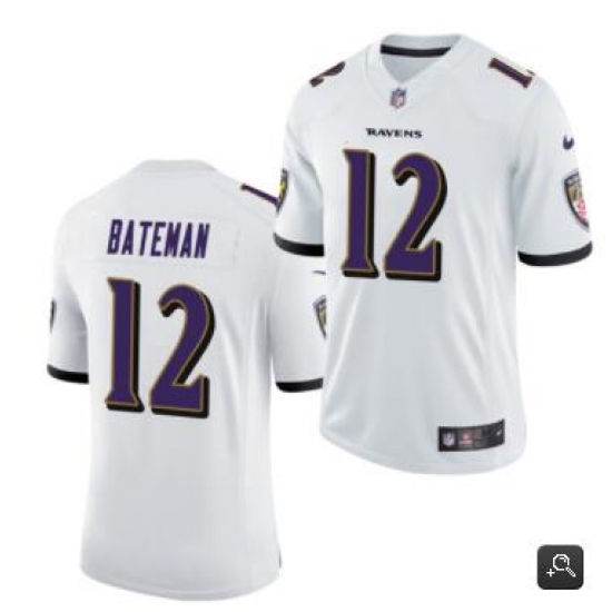 Men Baltimore Ravens #12 Rashod Bateman White 2021 Vapor Untouchable Limited Stitched NFL Jersey Men Baltimore Ravens #12 Rashod Bateman White 2021 Vapor Untouchable Limited Stitched NFL Jersey
