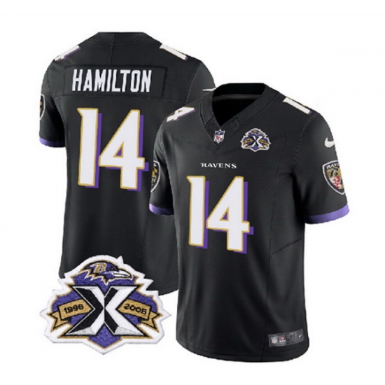 Men Baltimore Ravens 14 Kyle Hamilton Black 2023 F U S E With Patch Throwback Vapor Limited Jersey Men Baltimore Ravens 14 Kyle Hamilton Black 2023 F U S E With Patch Throwback Vapor Limited Jersey