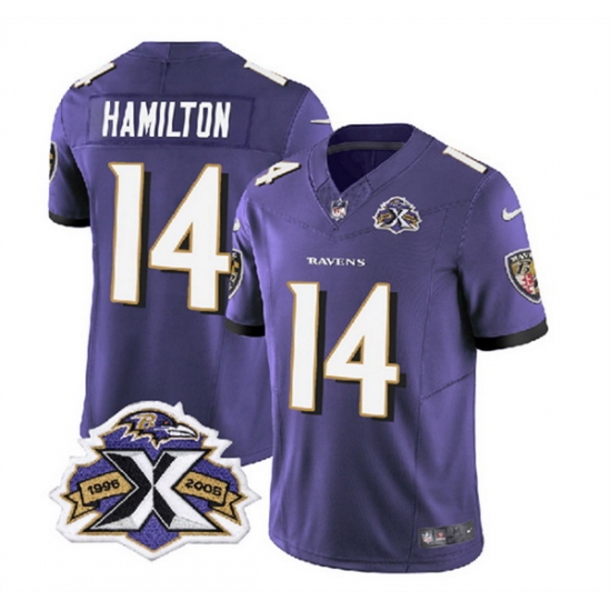 Men Baltimore Ravens 14 Kyle Hamilton Purple 2023 F U S E With Patch Throwback Vapor Limited Jersey Men Baltimore Ravens 14 Kyle Hamilton Purple 2023 F U S E With Patch Throwback Vapor Limited Jersey