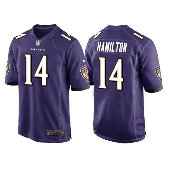 Men Baltimore Ravens 14 Kyle Hamilton Purple Stitched Game jersey Men Baltimore Ravens 14 Kyle Hamilton Purple Stitched Game jersey