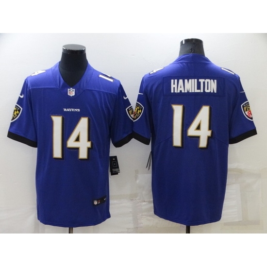 Men Baltimore Ravens 14 Kyle Hamilton Purple Vapor Untouchable Limited Stitched jersey Men Baltimore Ravens 14 Kyle Hamilton Purple Vapor Untouchable Limited Stitched jersey