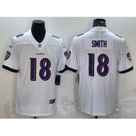 Men Baltimore Ravens 18 Roquan Smith White Vapor Untouchable Limited Stitched Jersey Men Baltimore Ravens 18 Roquan Smith White Vapor Untouchable Limited Stitched Jersey