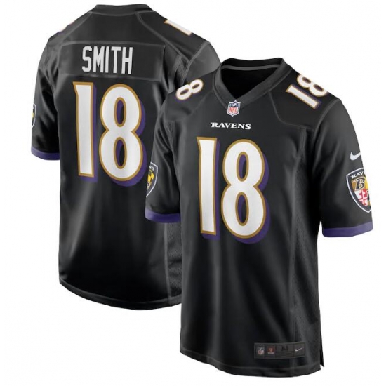 Men Baltimore Ravens #18 Roque Smith Black Vapor Limited Stitched Jersey Men Baltimore Ravens #18 Roque Smith Black Vapor Limited Stitched Jersey