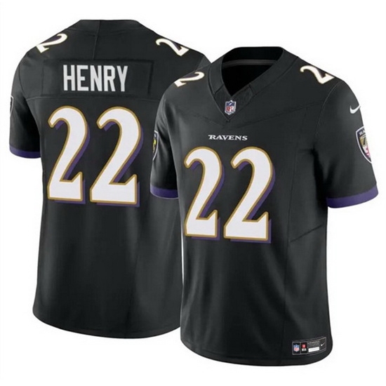 Men Baltimore Ravens 22 Derrick Henry 2023 F U S E Black Vapor Limited Football Stitched Jersey Men Baltimore Ravens 22 Derrick Henry 2023 F U S E Black Vapor Limited Football Stitched Jersey