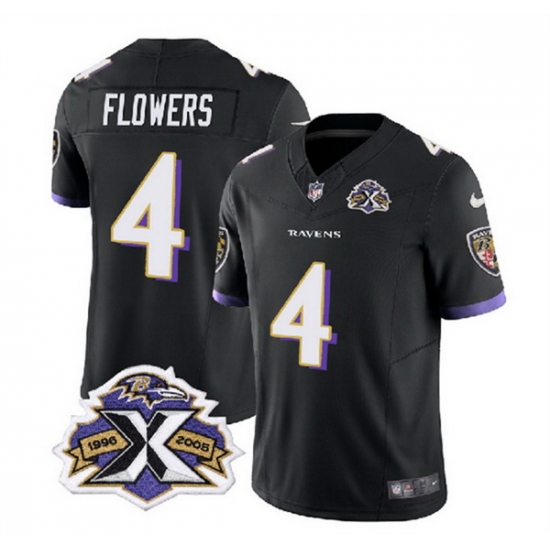 Men Baltimore Ravens 4 Zay Flowers Black 2023 F U S E With Patch Throwback Vapor Limited Jersey Men Baltimore Ravens 4 Zay Flowers Black 2023 F U S E With Patch Throwback Vapor Limited Jersey