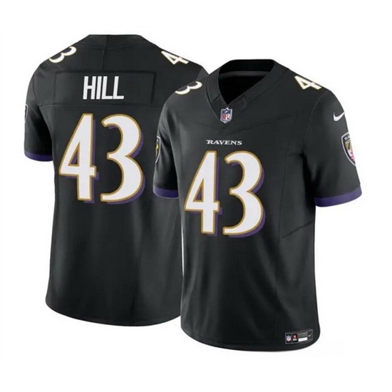 Men Baltimore Ravens 43 Justice Hill Black 2023 F U S E Vapor Limited Football Jersey Men Baltimore Ravens 43 Justice Hill Black 2023 F U S E Vapor Limited Football Jersey