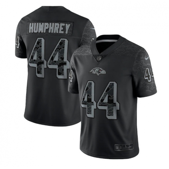 Men Baltimore Ravens 44 Marlon Humphrey Black Reflective Limited Stitched Football Jersey Men Baltimore Ravens 44 Marlon Humphrey Black Reflective Limited Stitched Football Jersey