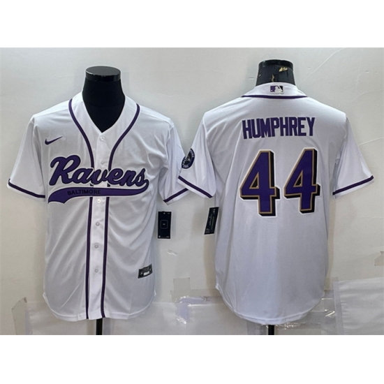 Men Baltimore Ravens 44 Marlon Humphrey White With Patch Cool Base Stitched Baseball Jersey Men Baltimore Ravens 44 Marlon Humphrey White With Patch Cool Base Stitched Baseball Jersey