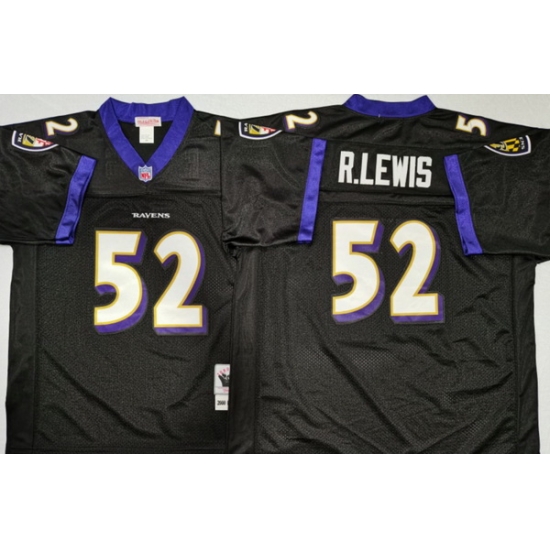 Men Baltimore Ravens 52 Ray Lewis Black M&N Throwback Jersey Men Baltimore Ravens 52 Ray Lewis Black M&N Throwback Jersey