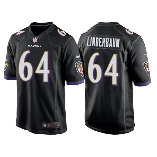 Men Baltimore Ravens 64 Tyler Linderbaum Black Stitched Game Jersey Men Baltimore Ravens 64 Tyler Linderbaum Black Stitched Game Jersey