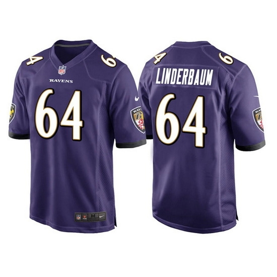 Men Baltimore Ravens 64 Tyler Linderbaum Purple Game Jersey Men Baltimore Ravens 64 Tyler Linderbaum Purple Game Jersey