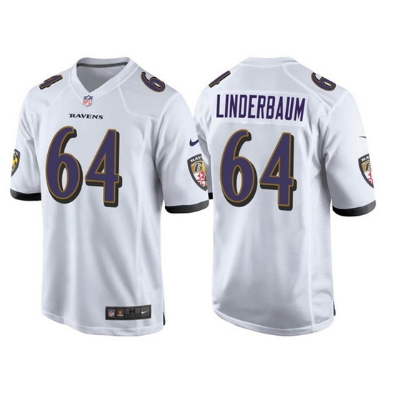 Men Baltimore Ravens 64 Tyler Linderbaum White Game Jersey Men Baltimore Ravens 64 Tyler Linderbaum White Game Jersey
