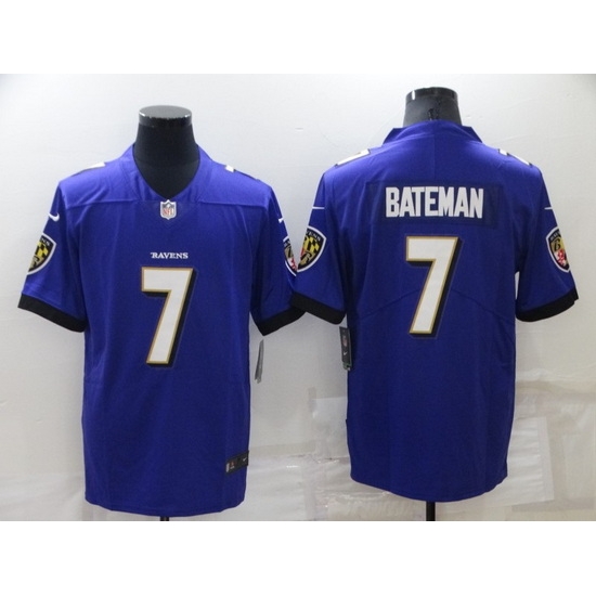 Men Baltimore Ravens 7 Rashod Bateman Purple Vapor Untouchable Limited Stitched jersey Men Baltimore Ravens 7 Rashod Bateman Purple Vapor Untouchable Limited Stitched jersey