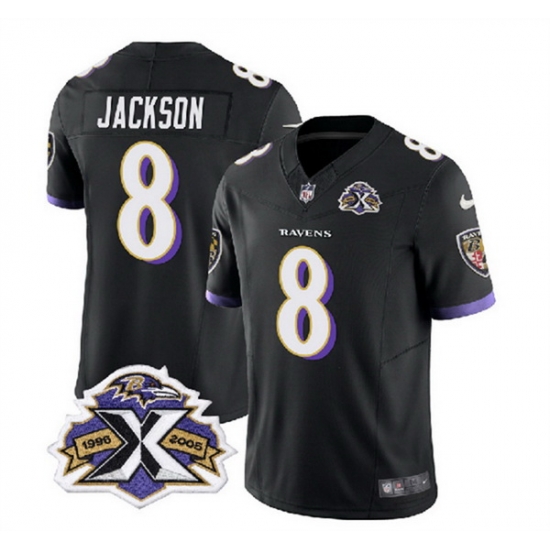 Men Baltimore Ravens 8 Lamar Jackson Black 2023 F U S E With Patch Throwback Vapor Limited Jersey Men Baltimore Ravens 8 Lamar Jackson Black 2023 F U S E With Patch Throwback Vapor Limited Jersey