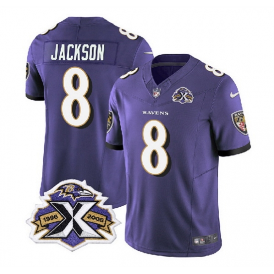 Men Baltimore Ravens 8 Lamar Jackson Purple 2023 F U S E With Patch Throwback Vapor Limited Jersey Men Baltimore Ravens 8 Lamar Jackson Purple 2023 F U S E With Patch Throwback Vapor Limited Jersey