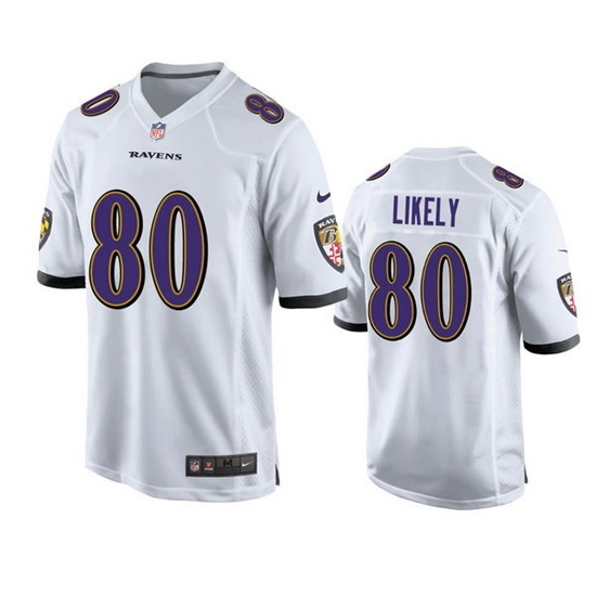 Men Baltimore Ravens 80 Isaiah Likely White Game Jersey Men Baltimore Ravens 80 Isaiah Likely White Game Jersey