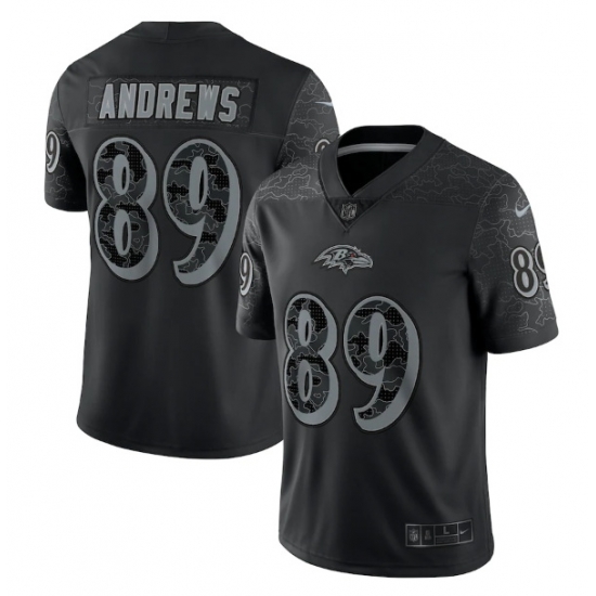 Men Baltimore Ravens 89 Mark Andrews Black Reflective Limited Stitched Football Jersey Men Baltimore Ravens 89 Mark Andrews Black Reflective Limited Stitched Football Jersey